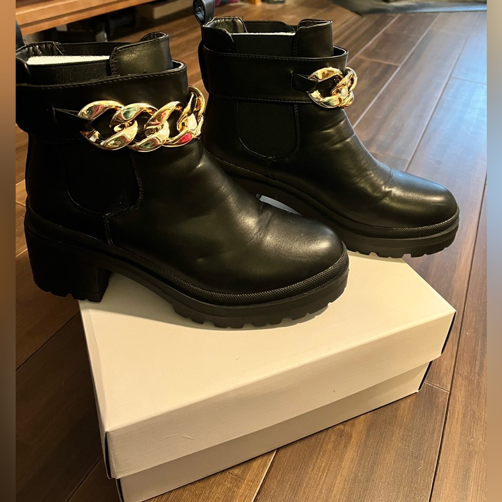Halston ankle boots with chain detail